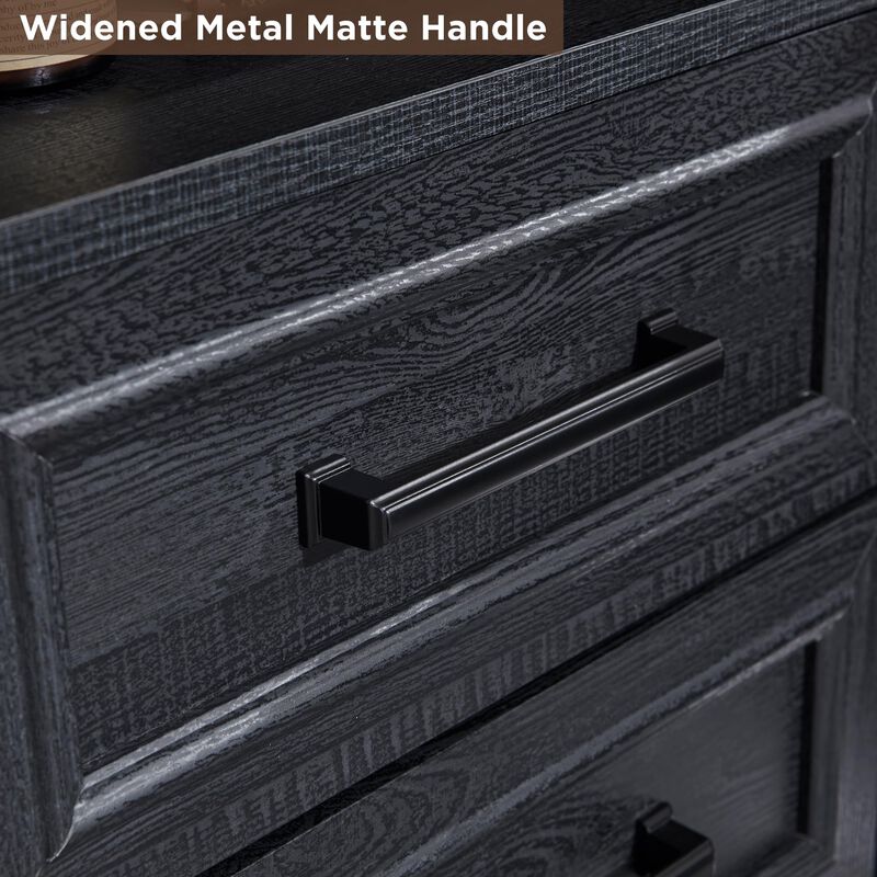 18" Farmhouse Nightstand with Charging Station, 2 Drawers, USB & AC Ports