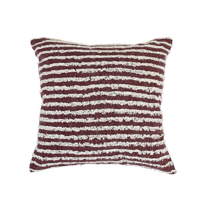 20" Red and Cream Wispy Ways Square Throw Pillow