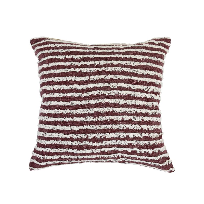 20" Red and Cream Wispy Ways Square Throw Pillow
