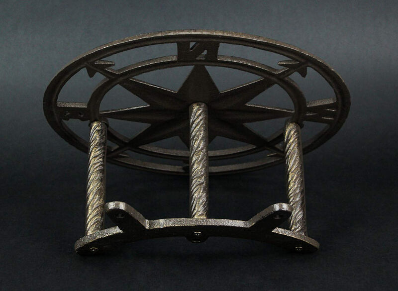 Cast Iron Compass Rose Wall Mounted Decorative Hanging Garden Hose Holder Bronze image number 3