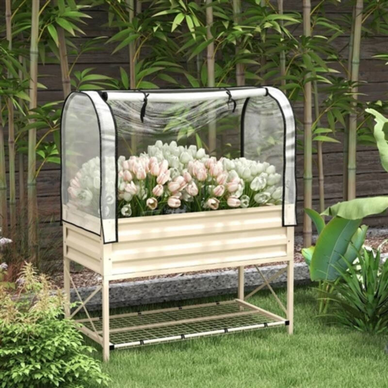 Durable Elevated Metal Garden Bed with Greenhouse Cover – Ideal for Vegetables