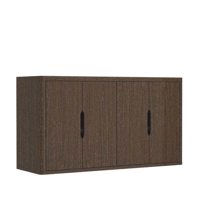 TATEUS Minimalist Sideboard Buffet with Soft-Close Cutout Doors, Adjustable Shelves & Media Organization