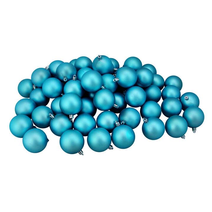 60ct Turquoise Blue Shatterproof Matte Christmas Ball Ornaments 2.5" (60mm)
