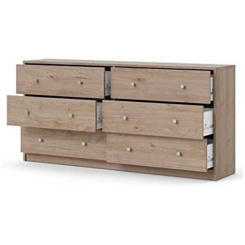 Hivvago Farmhouse Contemporary 6 Drawer Double Dresser in Oak