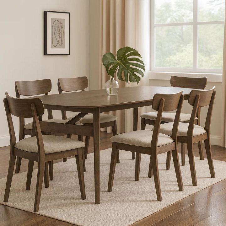 Cid Estele Dining Table, Wenge Brown Solid Wood, Rectangular 95 Inch