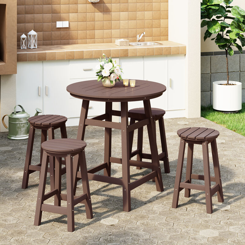 WestinTrends 5-Piece HDPE Outdoor Patio Dining Bar Bistro Table Set with Counter High Round Bar Stools