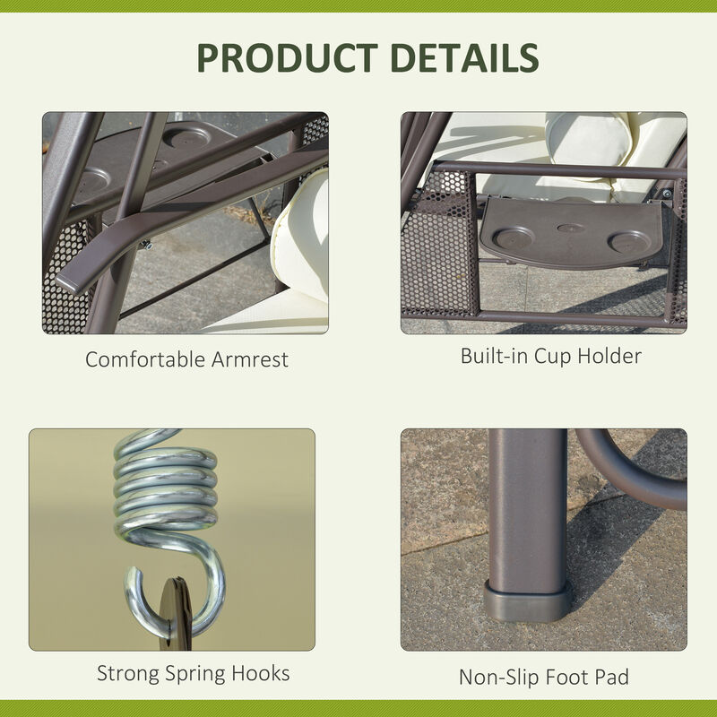 Hivvago 2-Person Patio Swing with Adjustable Canopy & Tray image number 5