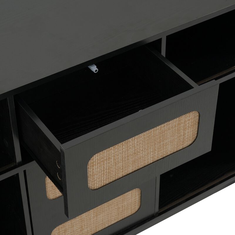 Jixrex 4 Sliding Fluted Doors Sideboard image number 8