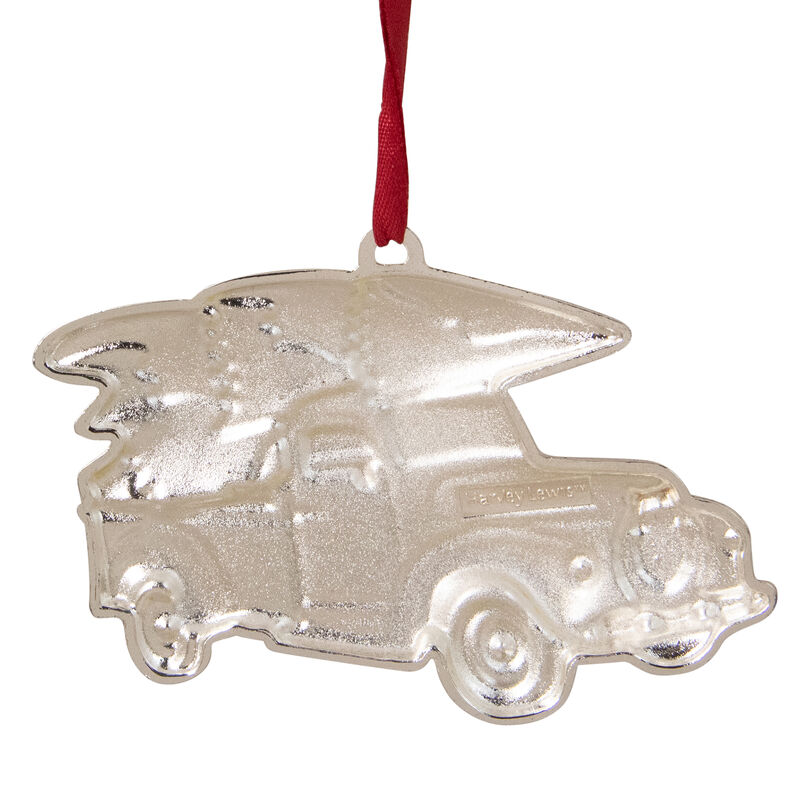 3.5" Red and Silver Country Pick Up Truck with European Crystals Christmas Ornament image number 3