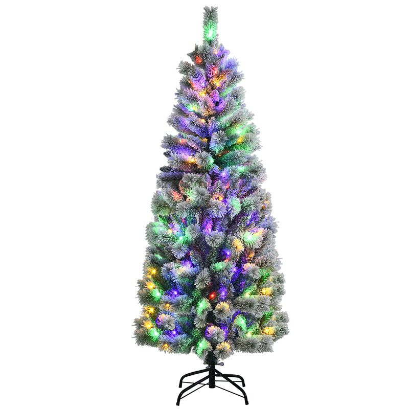 Pre-Lit Hinged Snow Flocked Christmas Tree with Remote Control