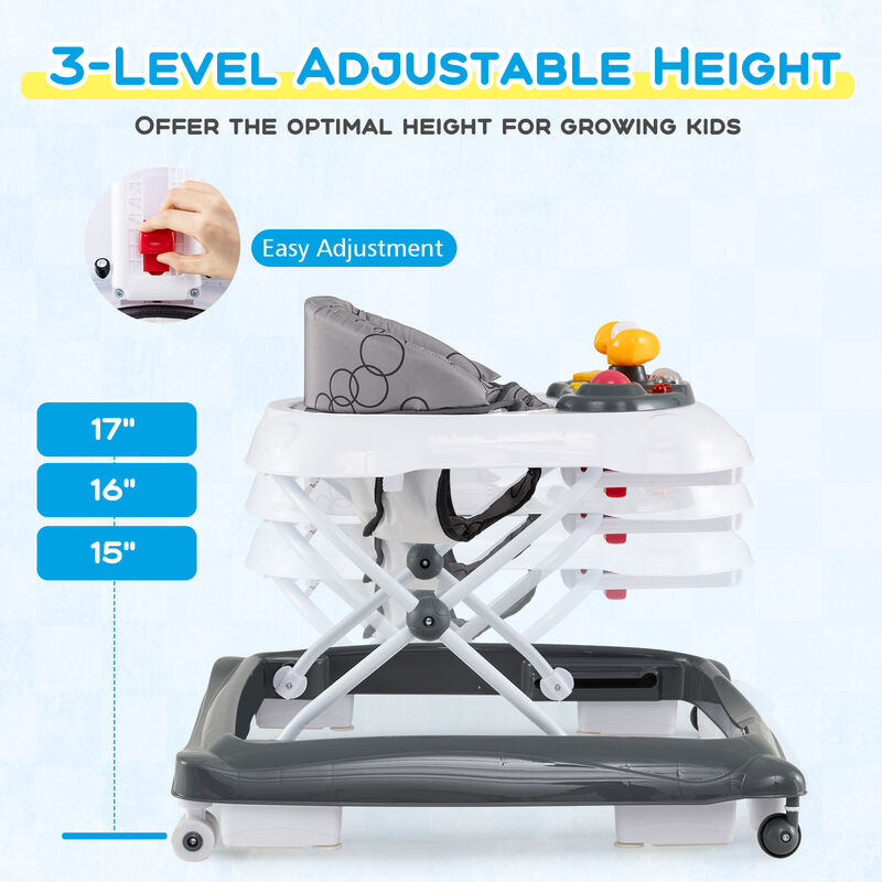 Foldable Baby Walker 3-Level Height Adjustment with Padded Seat image number 6