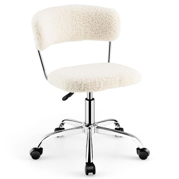 Hivvago Computer Desk Chair Adjustable Sherpa Office Chair Swivel Vanity Chair