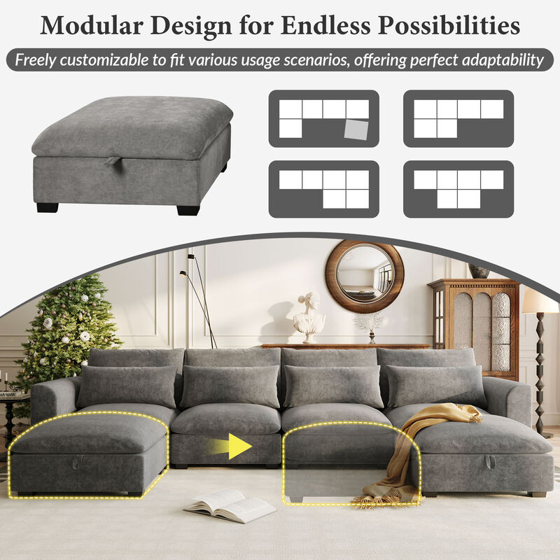 Merax Modular Corner Sofa with 2 Ottomans image number 2