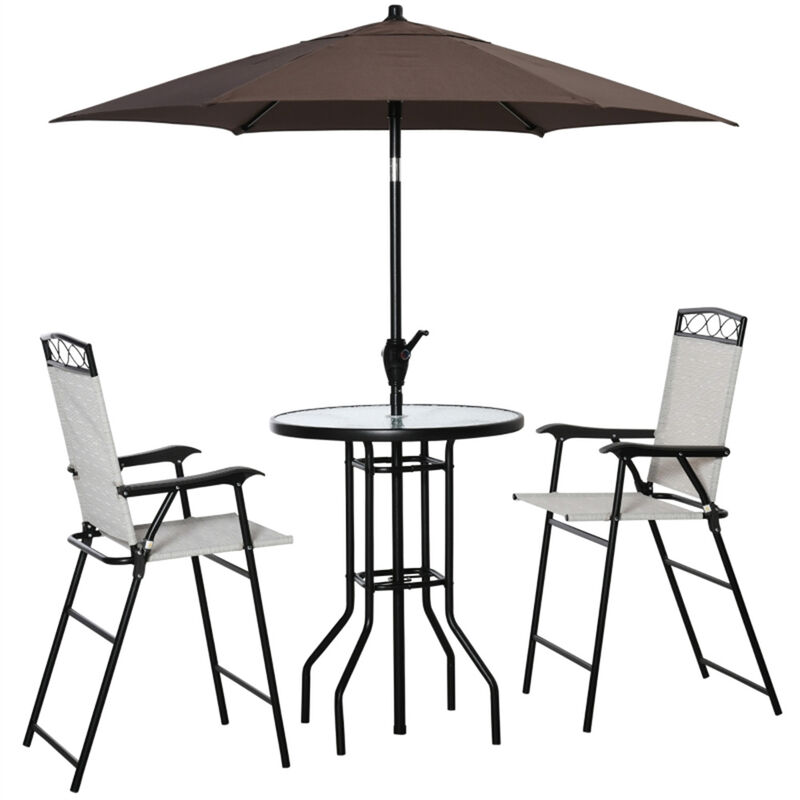 Compact Tavern Outdoor Bar Set With An Umbrella For Garden image number 6