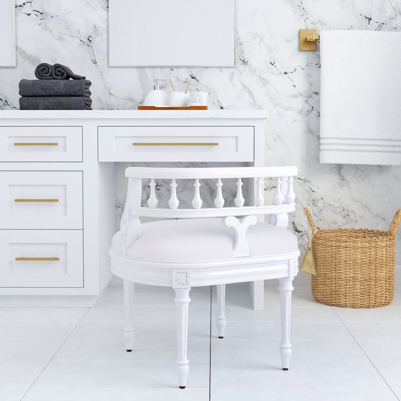 Butler Specialty Hathaway Upholstered 22.5"W Vanity Seat, White image number 1