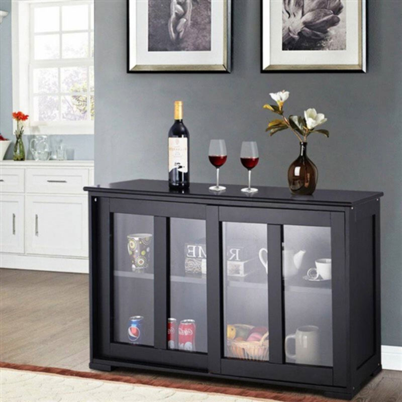 2-Door Sideboard Buffet Cabinet – Glass Sliding Doors for Stylish Dining Storage