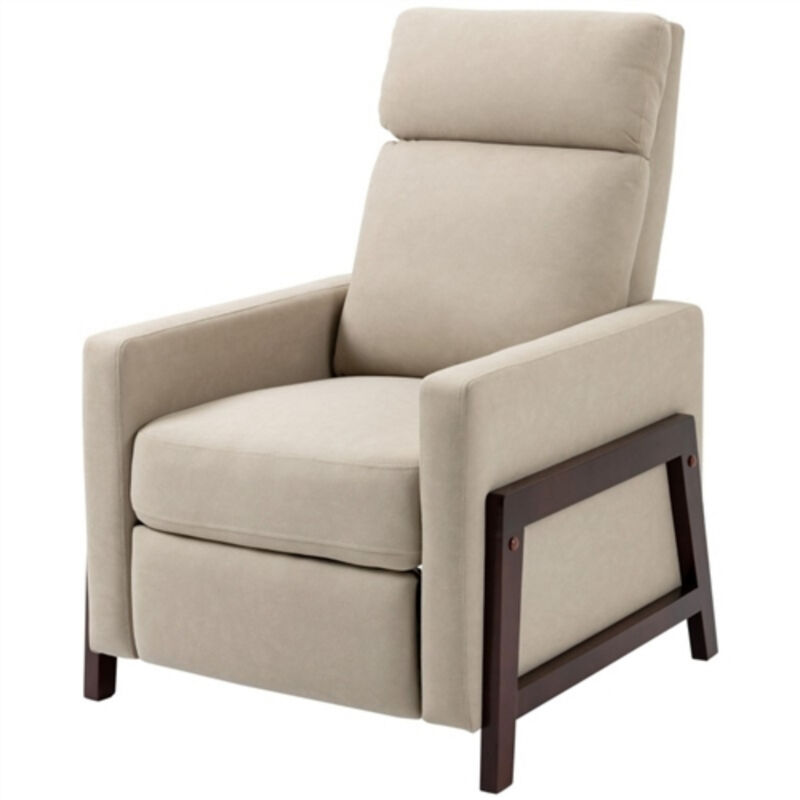 Manual Reclining Sofa Chair &ndash; Modern Upholstered Lounger with Padded Armrests and Foot Extension