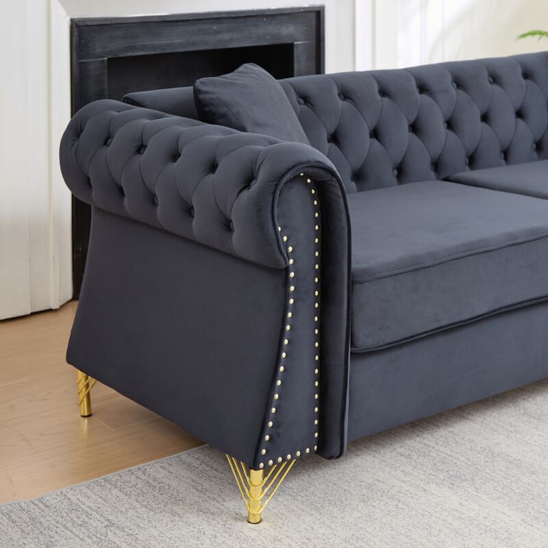 Brast Velvet Chesterfield Sofa image number 6