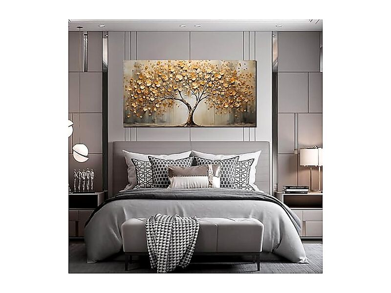 Gold Tree Wall Art Living Room Large Abstract Canvas Office Modern Bedroom Decor image number 3
