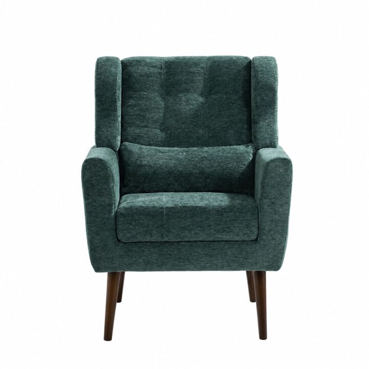 GOODSILO Upholstered Chenille Accent Armchair with Pillow, Comfy Padded Lounge Chair for Small Spaces, Living Room, Bedroom