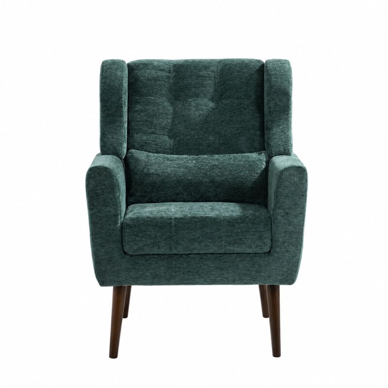GOODSILO Upholstered Chenille Accent Armchair with Pillow, Comfy Padded Lounge Chair for Small Spaces, Living Room, Bedroom image number 0