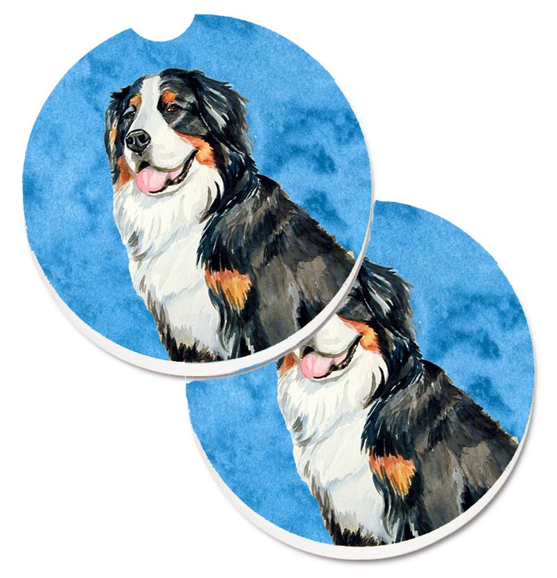 Caroline's Treasures Blue Bernese Mountain Dog Set of 2 Cup Holder Car Coasters LH9379BUCARC, 2.56, Multicolor image number 0