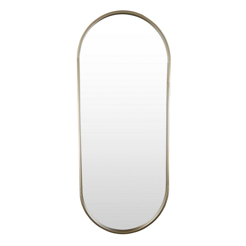 Fenny Wall Mounted Mirror Decor, Oval Shape, 16 x 40, Champagne Metal - Benzara