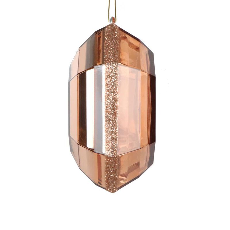 Vickerman 6" Rose Gold Square Jewel Glitter Ornament. Includes 2 Pieces per Bag. String Hanger. image number 1