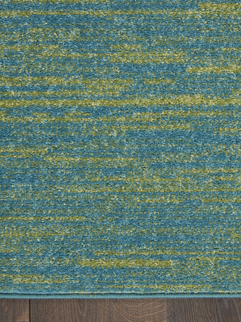 Nourison Essentials NRE01 Blue/Green 2'2" x 12' Rug image number 3