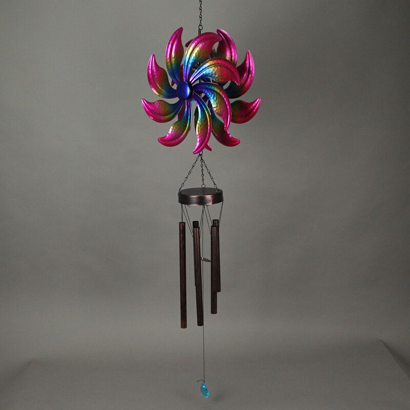 Metal Purple Rainbow Wind Spinner Hanging Chimes Outdoor Decor Garden 47 Inches image number 1