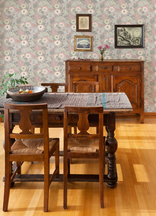 Voysey Pink Floral Wallpaper (Set of 2)
