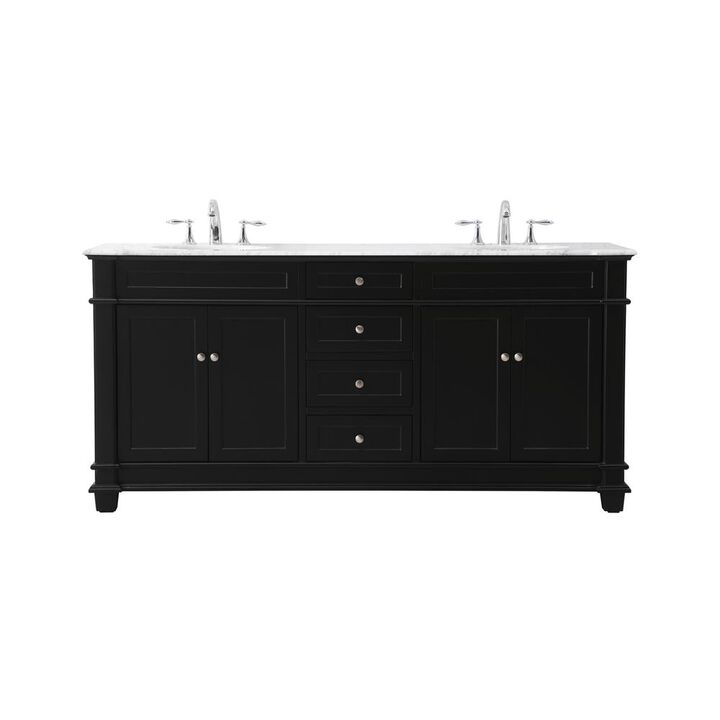 Elegant Kitchen and Bath 72 inch double bathroom vanity set in black