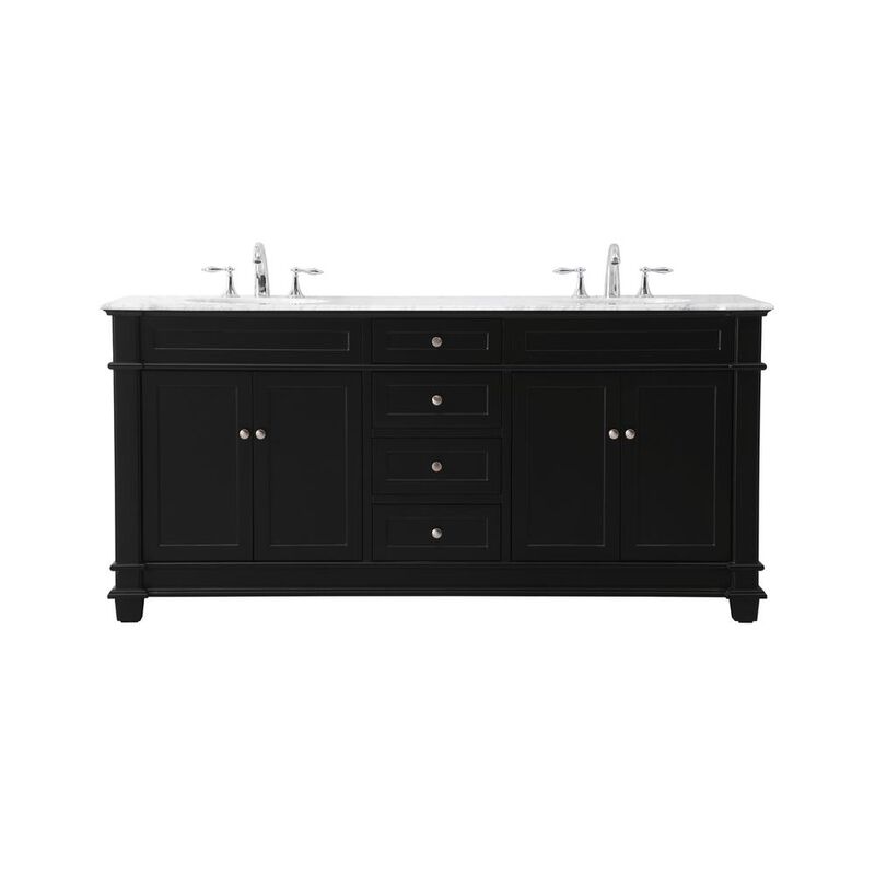 Elegant Kitchen and Bath 72 inch double bathroom vanity set in black