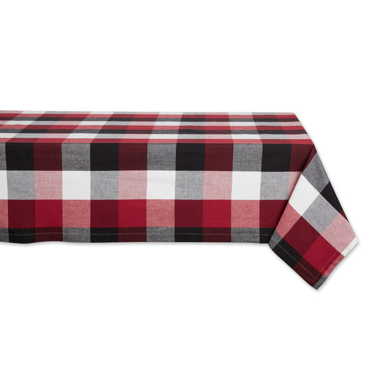 84" Cardinal Red and White Tri Color Check Rectangle Tablecloth
