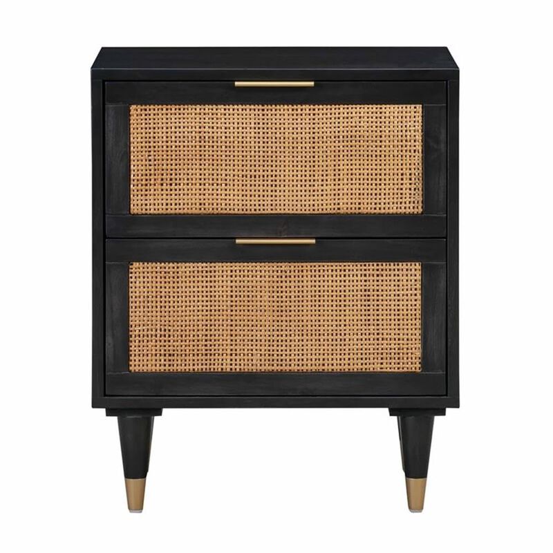 TOV Furniture Sierra 25" H Modern Wood Nightstand in Black/Antique Brass image number 3