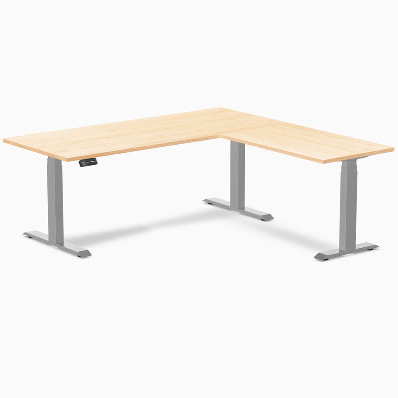 Desky Hardwood L-Shape Sit Stand Desk image number 0