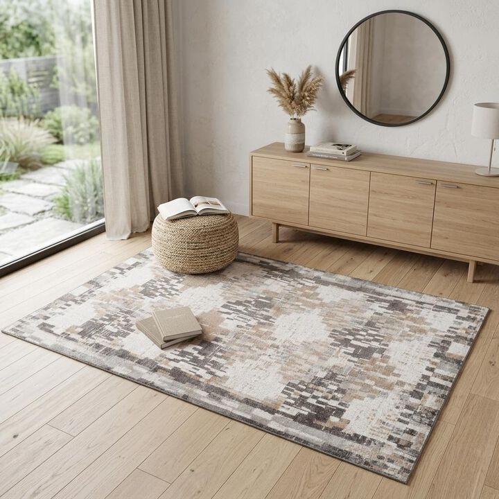 HomeRoots Abstract Distressed Area Rug