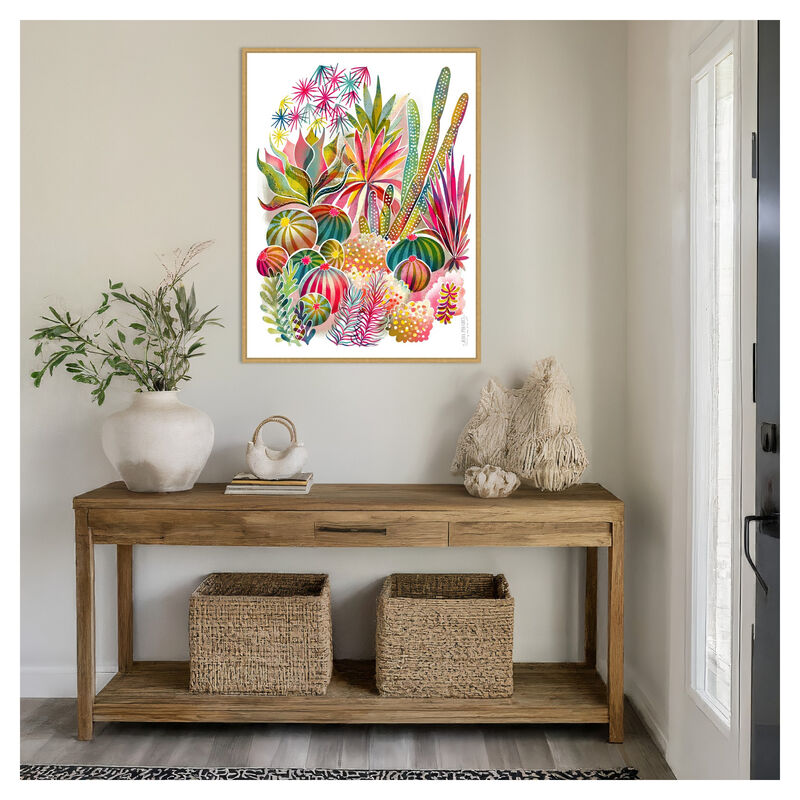 Flowering Succulent and Cacti Garden by Uta Krogmann Framed Canvas Wall Art