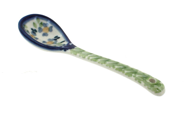 Blue Rose Polish Pottery Sunflower Sugar Spoon