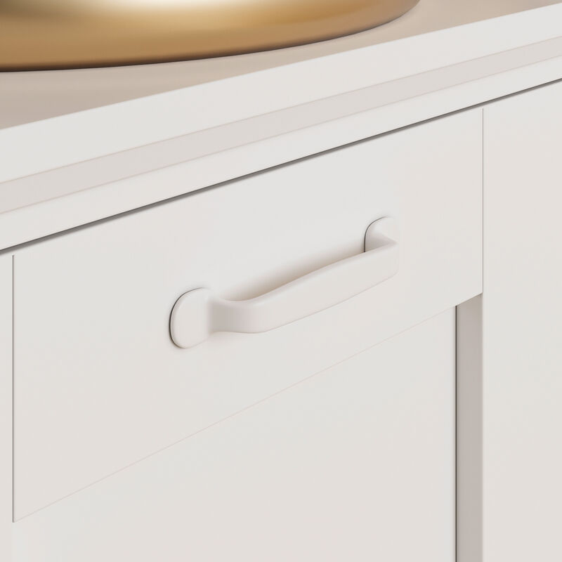 FUFU&GAGA Modern Kitchen Cabinet Tilt-Out Trash Cabinet with Ozone Deodorizer Concealed Storage 37.4 in. L x 15.4 in. W x 32.2 in. H White