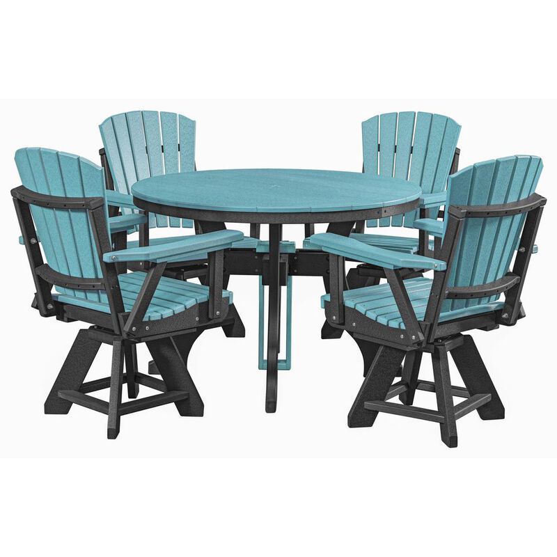 American Furniture Classics Five Piece Round Dining Height Dining Set in Aruba Blue with a Black Base