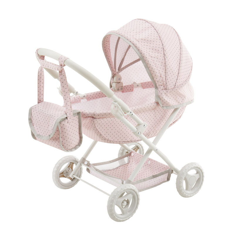 Olivia's Little World Polka Dot Princess Baby Doll Pram Stroller, Pink image number 0