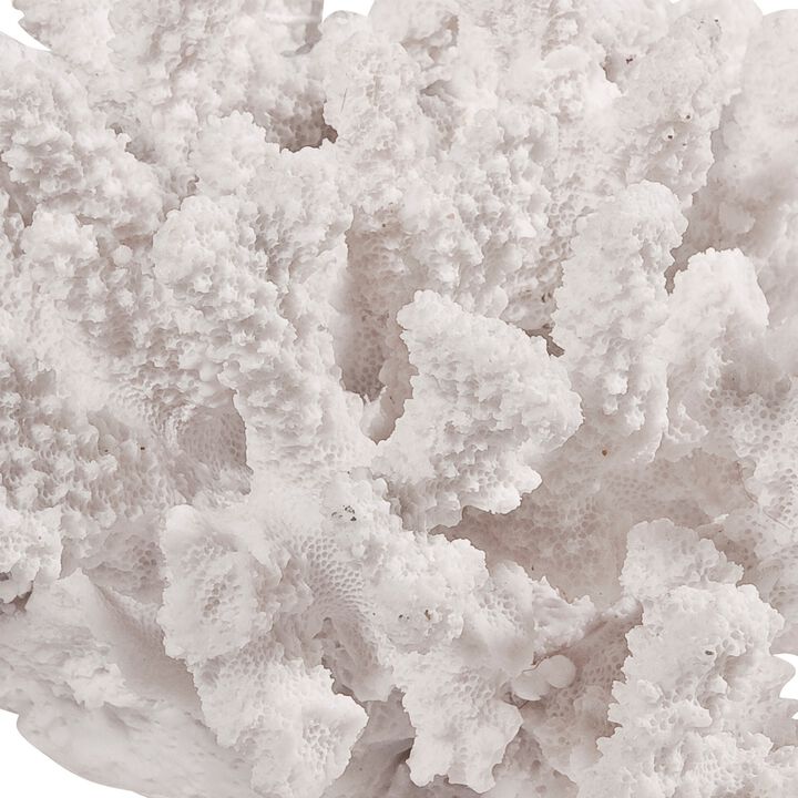 Lily 9 Inch Faux Coral Accent Sculpture, Polyresin Table Decoration, White