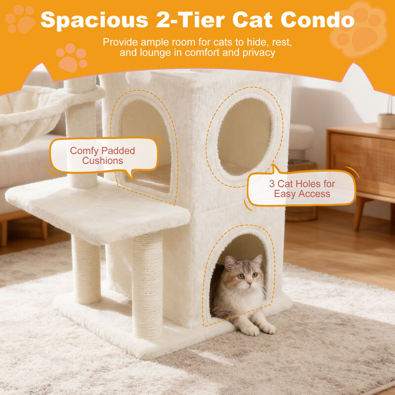 33.5" Cat Tower with 2-Tier Condo and Comfortable Padded Top Perch image number 7
