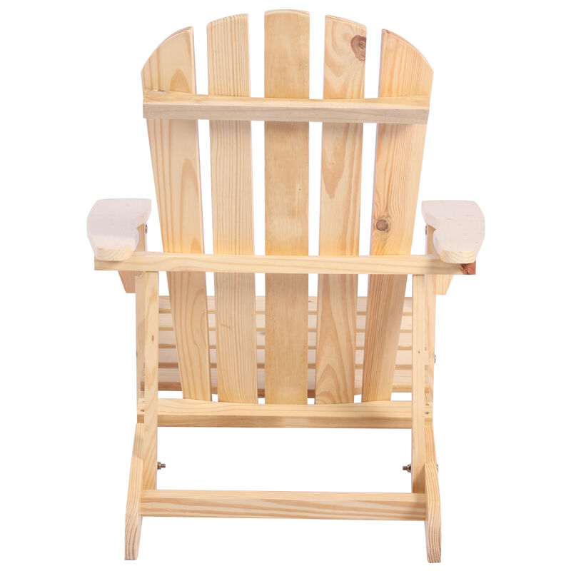 Adirondack Chair Solid Wood Outdoor Patio Furniture for Backyard, Garden, Lawn, Porch - Natural