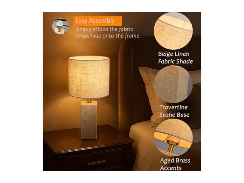 Modern Fabric Linen Desk Lamp For Bedroom Office Nightstand image number 3
