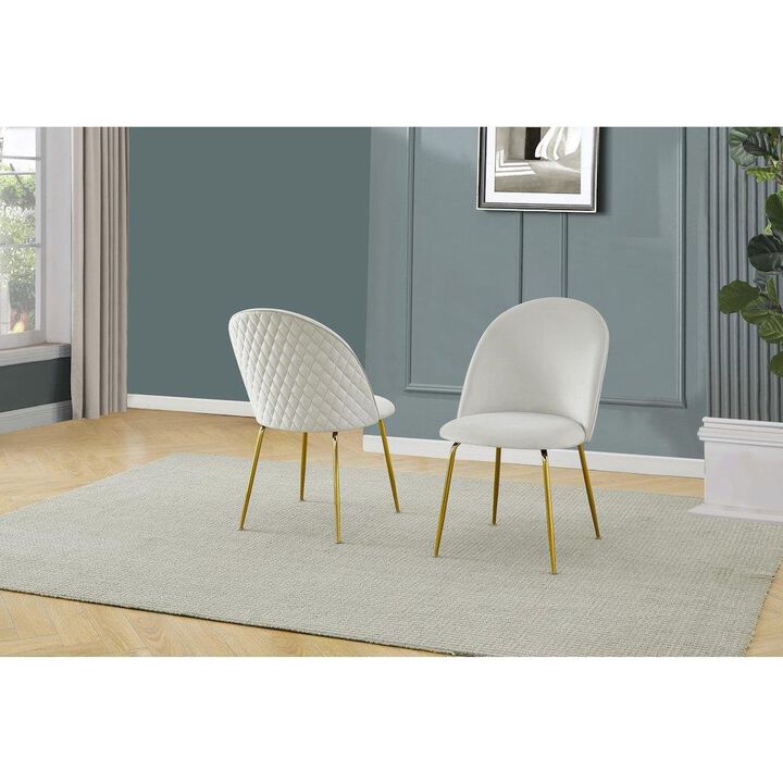 Cream velvet fabric side chairs - Set of 2