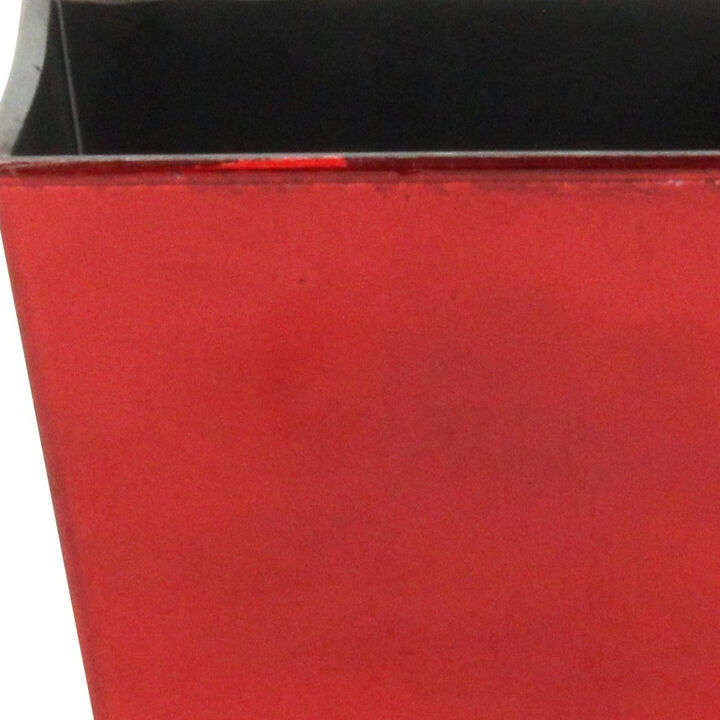 HomeRoots 5" Red Recycled Plastic Indoor Outdoor Square Pot Planter