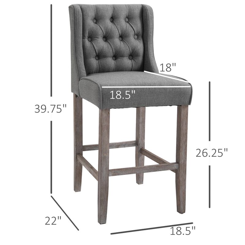 Chic Bar Seating: Grey Tufted Wingback Armless Counter Height Stools