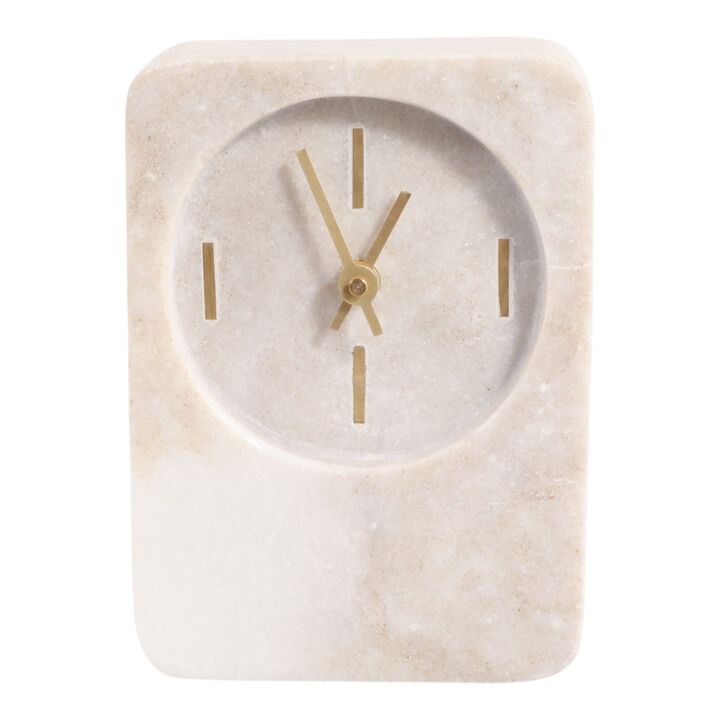 7x4" Marble Clock With Brass